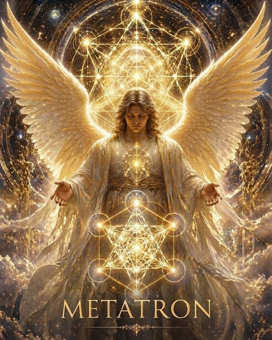 Ángel Metatrón con Cubo Sagrado - Guía del Oráculo de la Luz para paz espiritual Ángel Metatrón con Cubo Sagrado - Guía del Oráculo de la Luz para paz espiritual